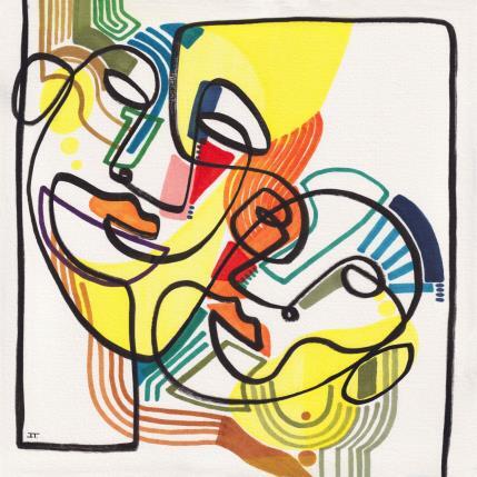 Peinture -El beso par Detovart | Tableau Art Singulier Encre Portraits, Scènes de vie, Urbain