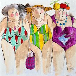 Painting Claire Ingrid Justine by Colombo Cécile | Painting Figurative Acrylic, Pastel Portrait