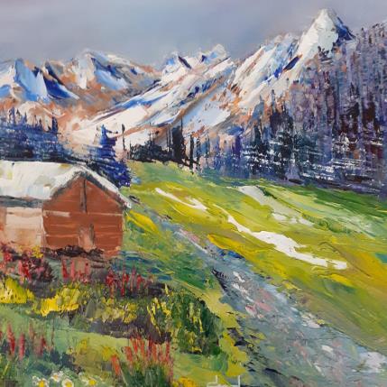 Peinture Sommets enneigés par Degabriel Véronique | Tableau Figuratif Huile Paysages