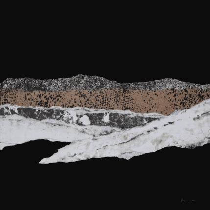 Peinture #3 from the series The Land Seems Inhabited to Them  par Sousa de Sousa Bárbara | Tableau Abstrait Collage minimaliste, noir & blanc, Paysages