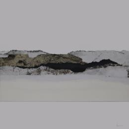 Painting #23 from the series The Land Seems Inhabited to Them by Sousa de Sousa Bárbara | Painting Abstract Gluing Black & White, Landscapes, Minimalist