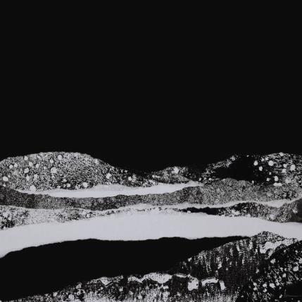 Peinture #6 from the series The Land Seems Inhabited to Them  par Sousa de Sousa Bárbara | Tableau Abstrait Collage minimaliste, noir & blanc, Paysages
