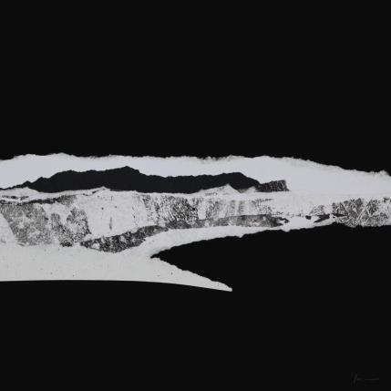 Peinture #9 from the series The Land Seems Inhabited to Them  par Sousa de Sousa Bárbara | Tableau Abstrait Collage minimaliste, noir & blanc, Paysages