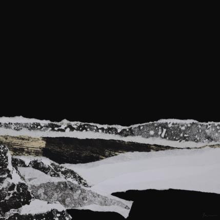 Peinture #10 from the series The Land Seems Inhabited to Them  par Sousa de Sousa Bárbara | Tableau Abstrait Collage minimaliste, noir & blanc, Paysages