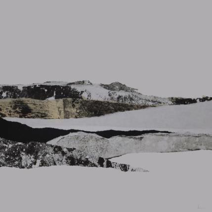 Peinture #27 from the series The Land Seems Inhabited to Them par Sousa de Sousa Bárbara | Tableau Abstrait Collage minimaliste, noir & blanc, Paysages
