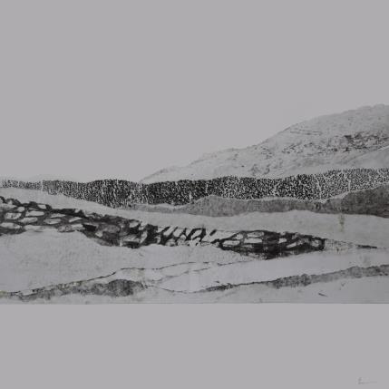 Peinture #28 from the series The Land Seems Inhabited to Them par Sousa de Sousa Bárbara | Tableau Abstrait Collage minimaliste, noir & blanc, Paysages