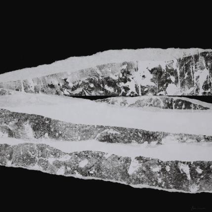 Peinture #11 from the series The Land Seems Inhabited to Them  par Sousa de Sousa Bárbara | Tableau Abstrait Collage minimaliste, noir & blanc, Paysages