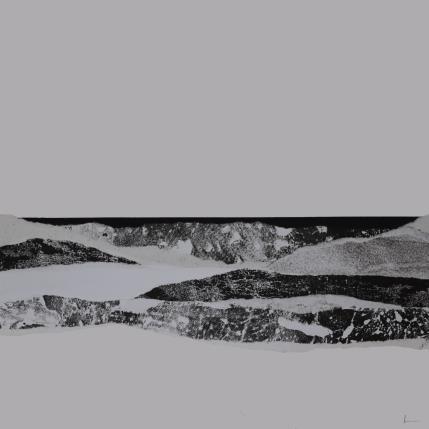 Peinture #35 from the series The Land Seems Inhabited to Them par Sousa de Sousa Bárbara | Tableau Abstrait Collage minimaliste, noir & blanc, Paysages