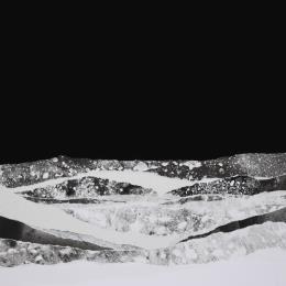 Painting #17 from the series The Land Seems Inhabited to Them  by Sousa de Sousa Bárbara | Painting Abstract Gluing Black & White, Landscapes, Minimalist
