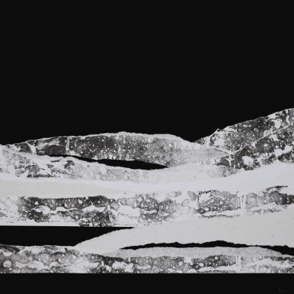 Peinture #18 from the series The Land Seems Inhabited to Them  par Sousa de Sousa Bárbara | Tableau Abstrait Collage minimaliste, noir & blanc, Paysages
