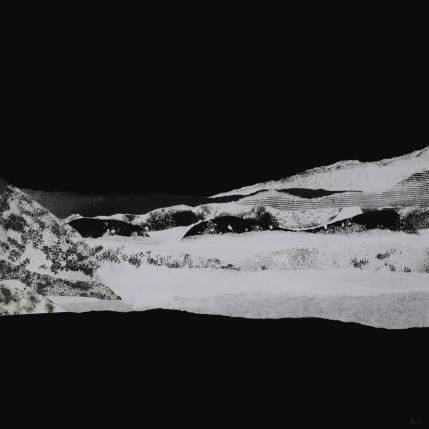 Peinture #20 from the series The Land Seems Inhabited to Them  par Sousa de Sousa Bárbara | Tableau Abstrait Collage minimaliste, noir & blanc, Paysages