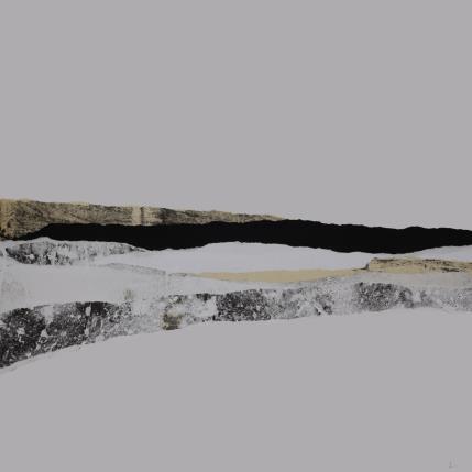 Peinture #38 from the series The Land Seems Inhabited to Them par Sousa de Sousa Bárbara | Tableau Abstrait Collage minimaliste, noir & blanc, Paysages