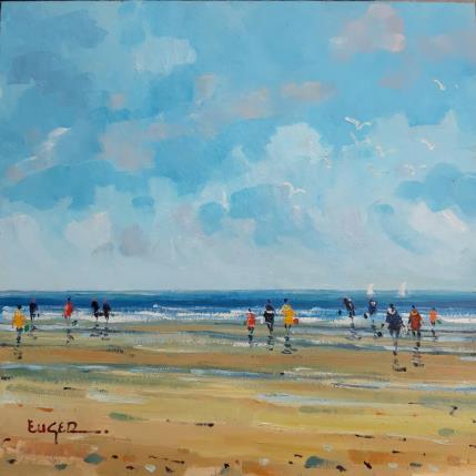 Peinture CABOURG, MAREE BASSE par Euger | Tableau Figuratif Huile Marine, Paysages, Scènes de vie