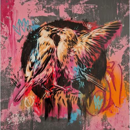 Peinture Les oiseaux le baiser  par Sufyr | Tableau Street Art Acrylique, Graffiti
