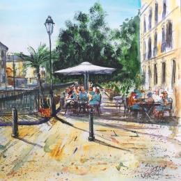 Peinture Troyes 150 Quai des comtes de champagne par Hoffmann Elisabeth | Tableau Figuratif Aquarelle Paysages, scènes de vie, Urbain