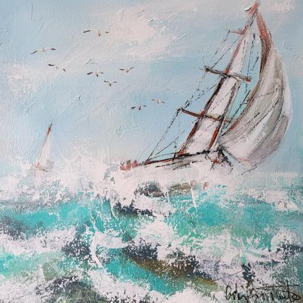 Gemälde Plein vent von Ortis-Bommarito Nicole | Gemälde Figurativ Acryl Marine