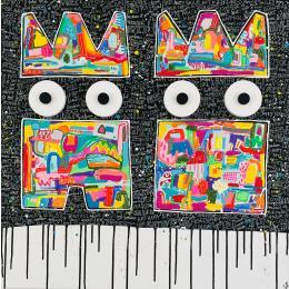 Peinture LES POTES par Mam | Tableau Pop-art Acrylique Icones Pop, Minimaliste, Noir & blanc