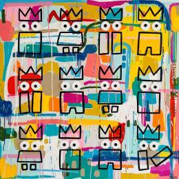 Peinture HAPPY POTES BONHEUR par Mam | Tableau Pop-art Acrylique Icones Pop