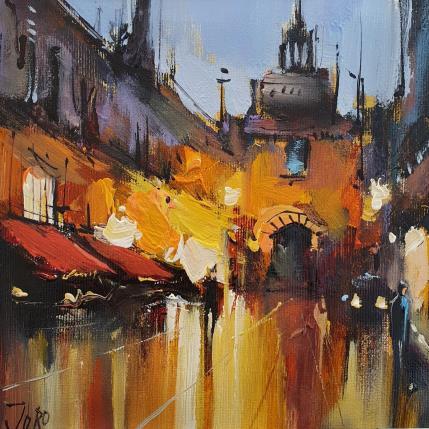 Peinture Night Town par Joro | Tableau Figuratif Huile Paysages