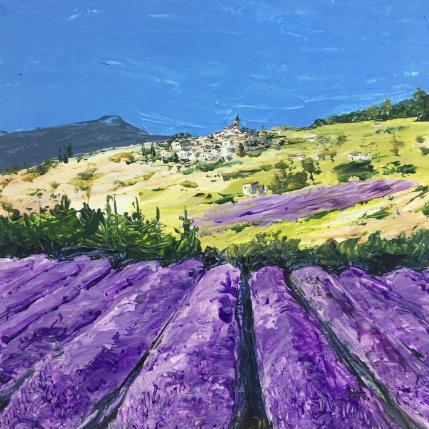 Peinture Aurel perdu dans les lavandes par Rey Ewa | Tableau Figuratif Acrylique Paysages