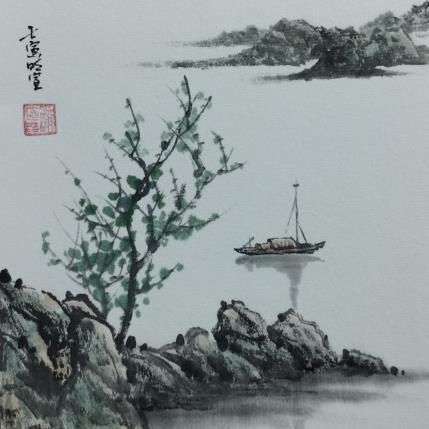 Gemälde Boat on lake von Du Mingxuan | Gemälde Figurativ Aquarell, Tinte Alltagsszenen, Landschaften, Natur
