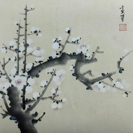 Peinture White blossom par Du Mingxuan | Tableau Figuratif Aquarelle, Encre Nature