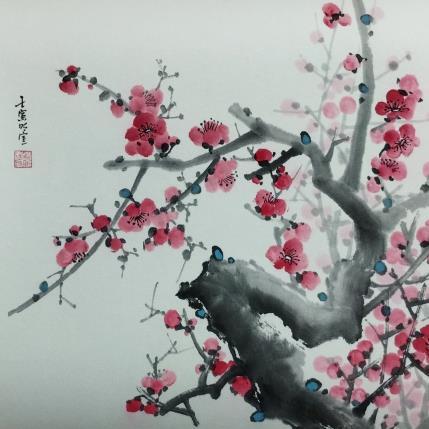 Peinture Red blossom par Du Mingxuan | Tableau Figuratif Aquarelle, Encre Nature, Paysages