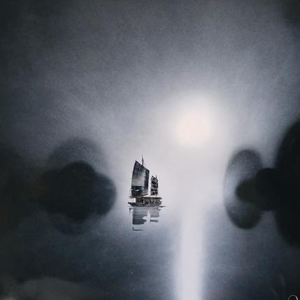 Peinture Be with me par Rey Julien | Tableau Figuratif Acrylique, carton noir & blanc, Paysages