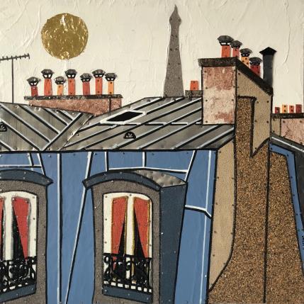 Peinture Je Te Vois par Lovisa | Tableau Figuratif Bois Urbain