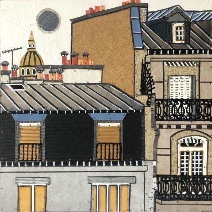 Peinture Parisian Vibes par Lovisa | Tableau Figuratif Bois Urbain