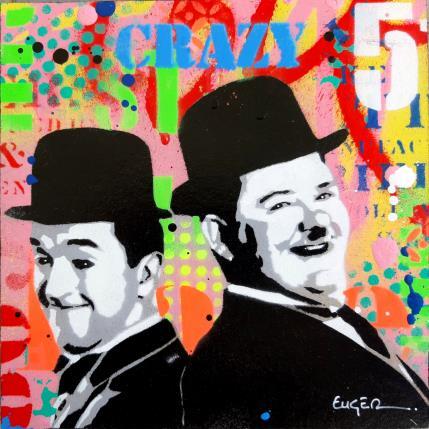 Peinture CRAZY LAUREL &HARDY par Euger Philippe | Tableau Pop-art Acrylique, Carton, Collage, Graffiti Icones Pop