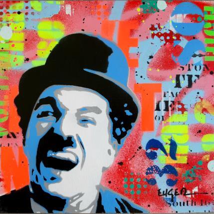 Peinture CHARLIE CHAPLIN par Euger Philippe | Tableau Pop-art Acrylique, Collage, Graffiti Icones Pop