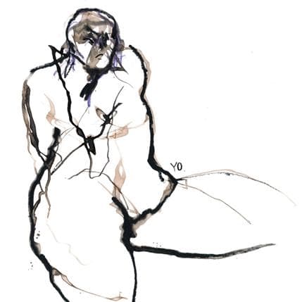 Peinture Rester sur mes gardes par YO | Tableau Figuratif nu
