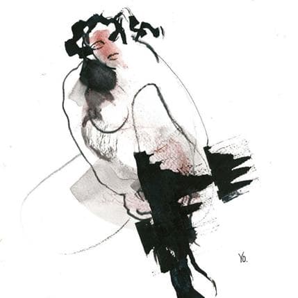 Peinture Les chaussettes noires par YO | Tableau Figuratif Nu