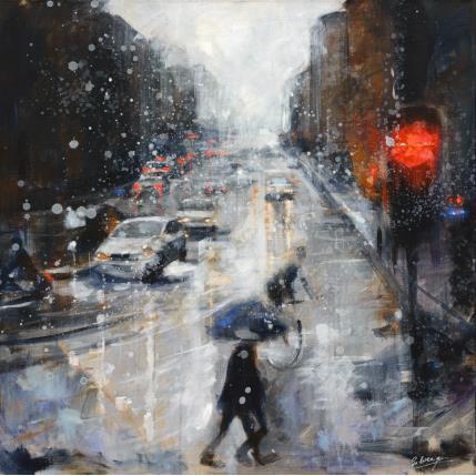 Peinture Red lights par Solveiga | Tableau Figuratif Acrylique Urbain