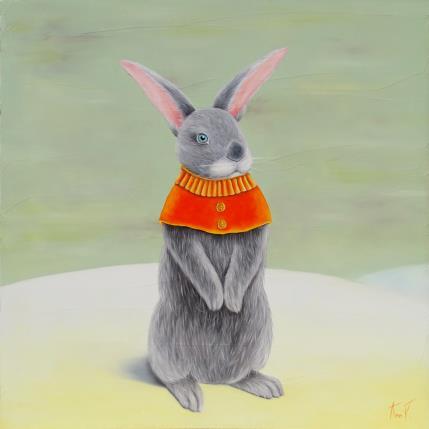 Peinture My little orange sweater par Ann R | Tableau Art naïf Bois, Huile Animaux