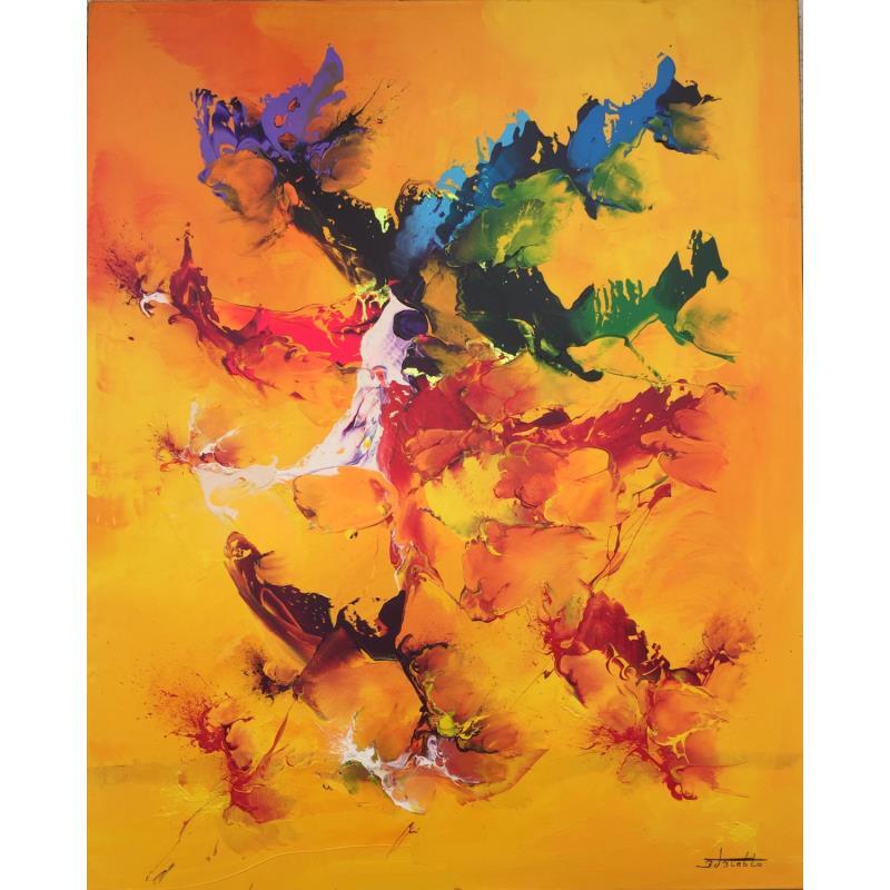 Painting Composition orange  by Zdzieblo Thierry | Painting Abstract Acrylic Minimalist