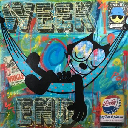 Peinture Felix chill par Kikayou | Tableau Pop-art Graffiti Icones Pop