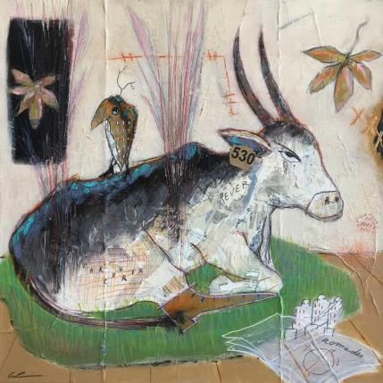 Peinture Rêve et réalité par Colin Sylvie | Tableau Art Singulier Acrylique, Collage, Pastel Animaux