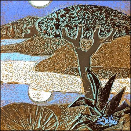 Peinture  803. RIVAGE Bronze et mauve par Devie Bernard  | Tableau Figuratif Acrylique, Carton Paysages