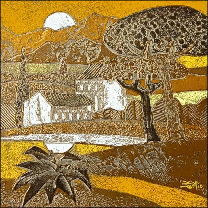 Peinture 503. CAMPAGNE Or et jaune par Devie Bernard  | Tableau Figuratif Acrylique Paysages