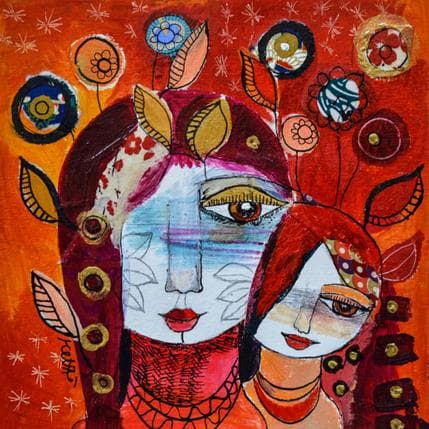Peinture La joie de vivre en moi par Ketfa Laure | Tableau Art Singulier Acrylique Portraits