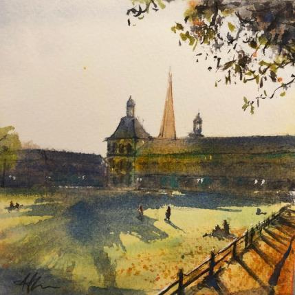 Painting Abendsonne by Jones Henry | Painting Figurative Watercolor Landscapes, Urban