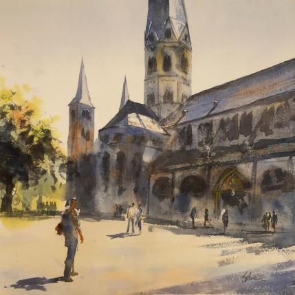 Peinture Bonner Münstermann par Jones Henry | Tableau Figuratif Aquarelle Paysages, Urbain