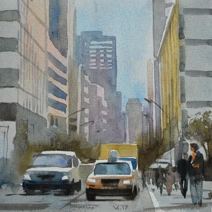 Peinture New York par Khodakivskyi Vasily | Tableau Figuratif Aquarelle Urbain