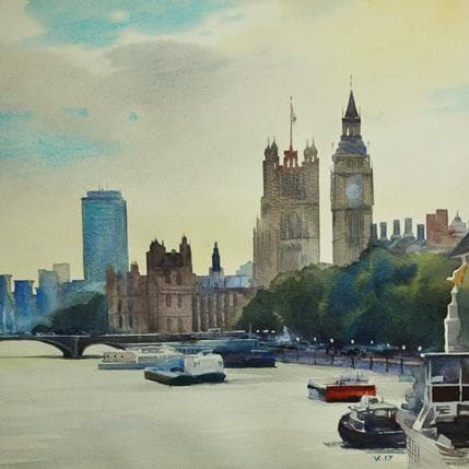 Peinture London par Khodakivskyi Vasily | Tableau Figuratif Aquarelle Urbain