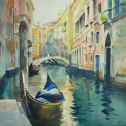 Peinture Venice par Khodakivskyi Vasily | Tableau Figuratif Aquarelle Urbain