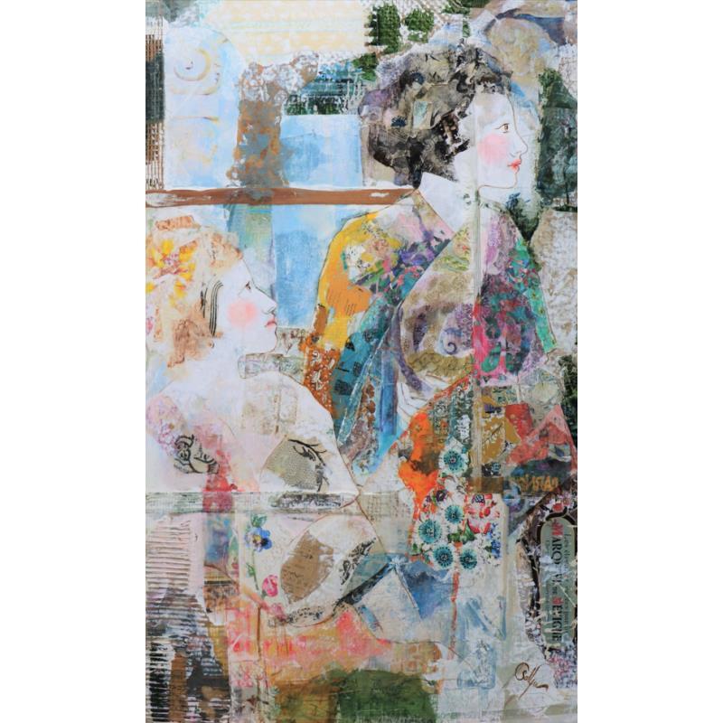 Peinture Yukata de plumes par Sablyne | Tableau Art Singulier scènes de vie