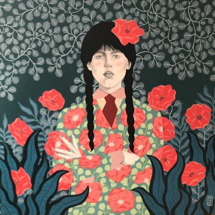 Peinture Mercredi Addams par Alie Loizel | Tableau Art naïf Acrylique Portraits