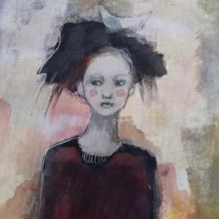 Peinture Lune et moi par VAG | Tableau Figuratif Acrylique Portraits